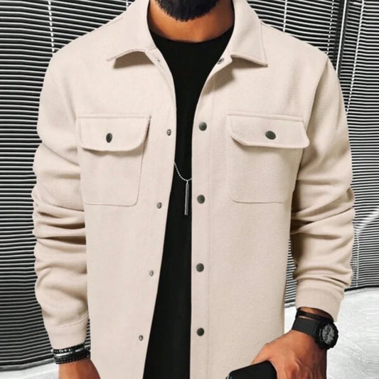 European-Inspired Urban Men's Casual Brushed Jacket