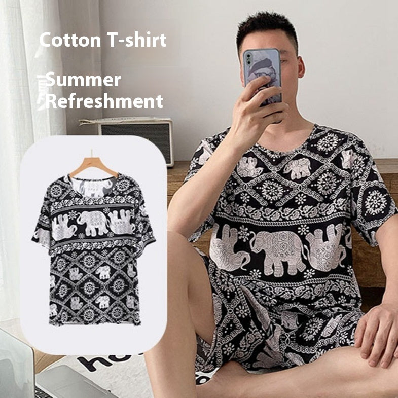 Relaxed Fit Cotton Short Sleeve Top for Men