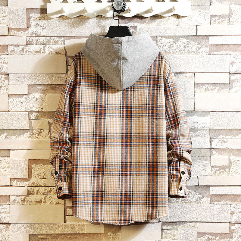 Relaxed Hooded Plaid Shirt