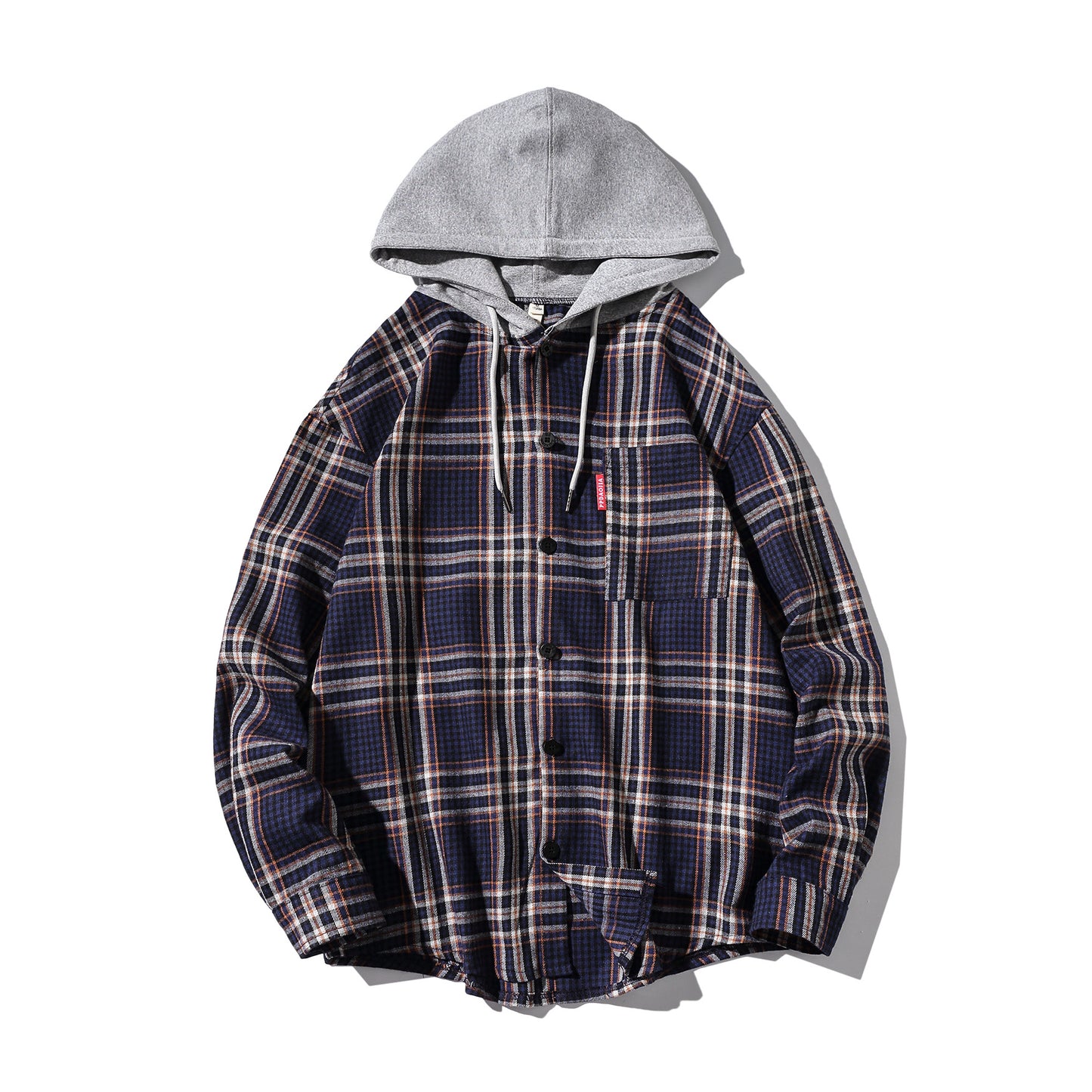 Relaxed Hooded Plaid Shirt