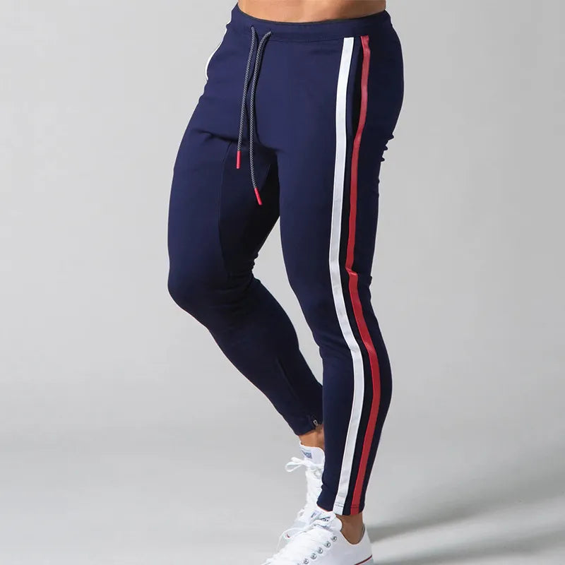 Men Striped Sweatpants Casual Long Pants