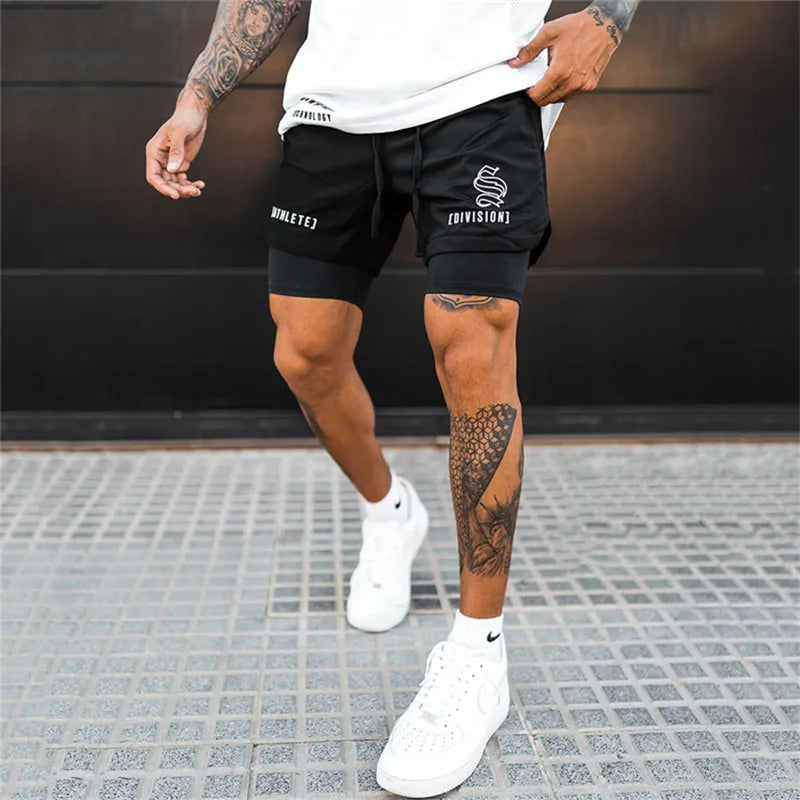 2 In 1 Running Shorts Men