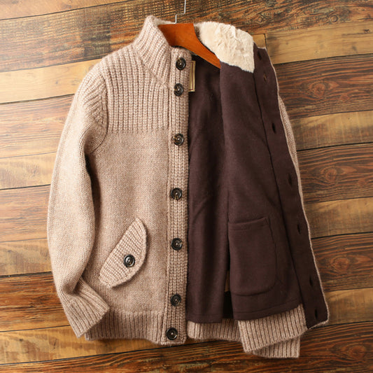 Premium Wool Stand-up Collar Knitted Cardigan for Men