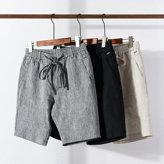 Linen Mid-rise Solid Shorts for Men